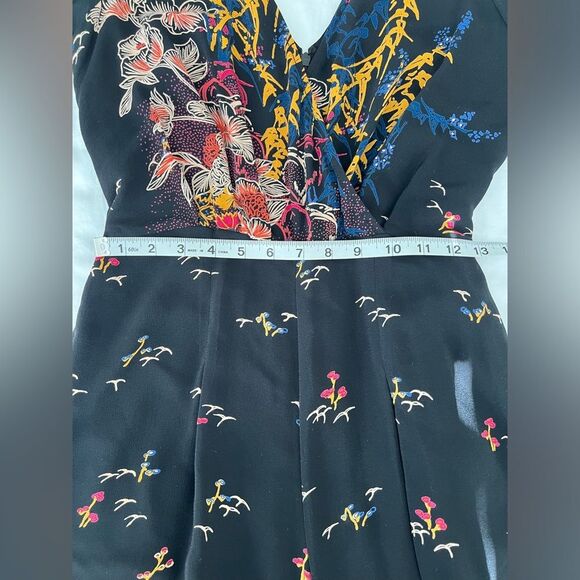 Anthropologie Feather Bone Black Printed Jumpsuit Size 0 - Picture 7 of 9